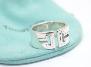 Tiffany & Co. Sterling Silver Double T- Cutout Wide Band Stencil Ring Size 6.5" - Picture 1 of 6
