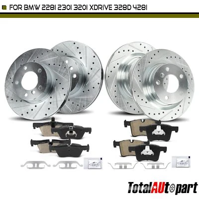 12 перфорированных роторов и тормозных колодок для BMW 230i 320i xDrive 328d передняя и задняя сторона - Изображение 1 из 4