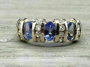 Lab-Created 2 Ct Oval Cut Blue Tanzanite Engagement Ring 14K Yellow Gold Plated