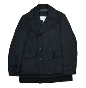 Calvin Klein Wool Blend Double Breasted Men's Peacoat Medium NWT Charcoal - Picture 1 of 1
