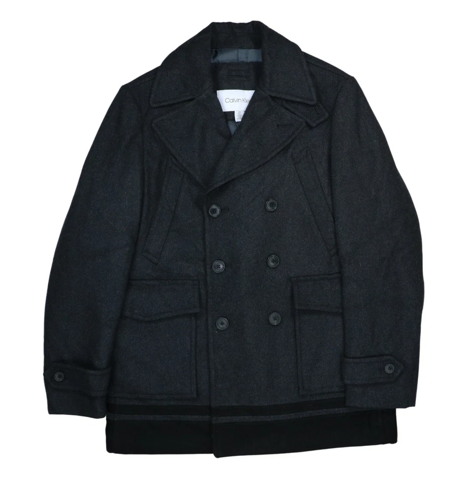 Calvin Klein Wool Blend Double Breasted Men's Peacoat Medium NWT Charcoal - Image 1 of 1