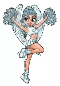Niedliches Engelsmädchen Cheerleader Aufkleber Aufkleber Bumpersticker Kunstwerk von Joel Adams - Bild 1 von 1