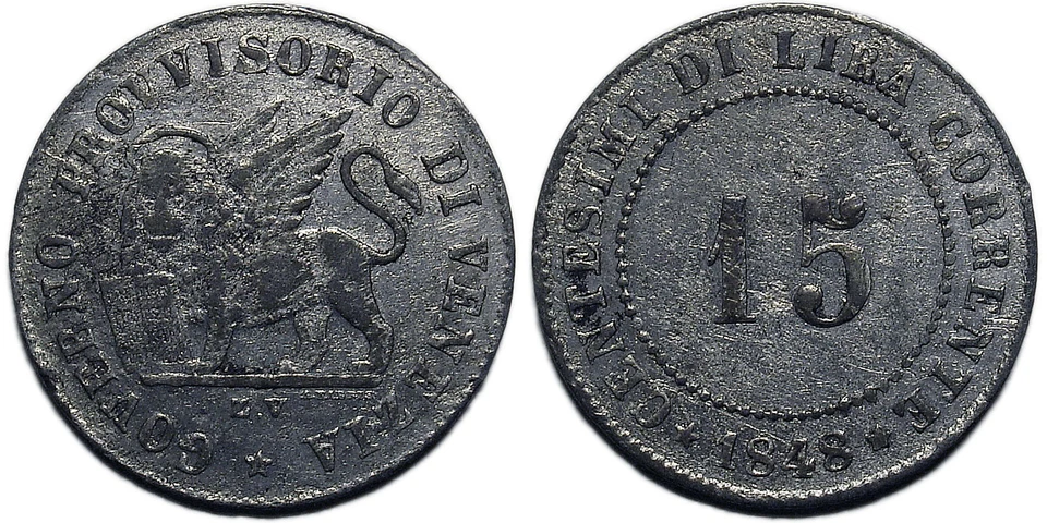 Italy, Venice, Provisional Government - 15 centesimi 1848 - Image 1 of 1