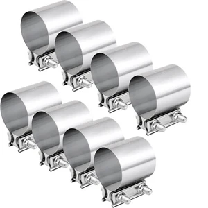 8pcs 3.5" Butt Joint Exhaust Band Clamp Muffler Coupler Stainless Steel T304 - Picture 1 of 8