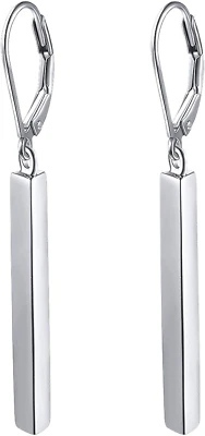 Pendientes colgantes verticales de plata de ley S925 regalos para mujer hombre Foto 1 de 4