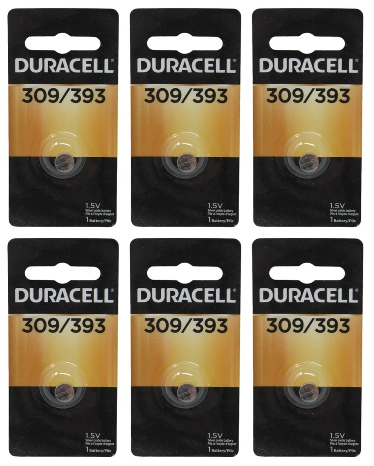 PACK de 6 baterías de botón de óxido de plata Duracell 309/393 SR48 SR754W SR754SW SR754 Foto 1 de 4
