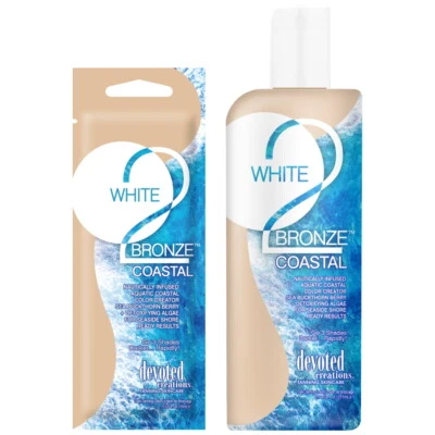 White 2 Bronze Coastal Tanning Lotion Accelerator Bottle Sachet Sunbed Cream - Image 1 of 3