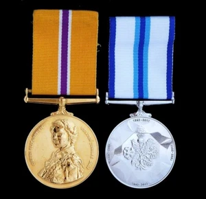 Queen Elizabeth II Golden (2002) and Sapphire (2017) Jubilee Medals - Picture 1 of 2