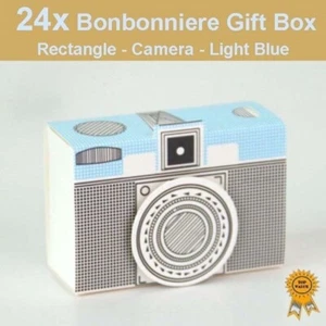 24x Bonbonniere Bomboniere Candy Gift Boxes Camera - Light Blue (80x55x28mm) - Foto 1 di 3