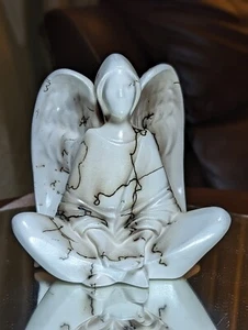 Vintage Signed Horse Hair Raku Angel 5.75" Tall Figurine - Picture 1 of 20