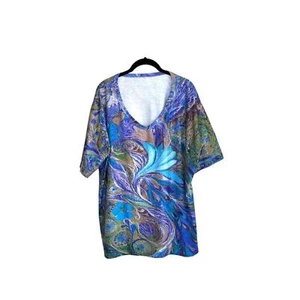 Damen Paisley Top, Kurzarm, Mehrfarbig, Größe 2XL - Bild 1 von 7
