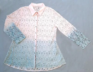 Soft Surroundings Size L Aurelie Unlined Sheer Floral Lace Button Front Tunic - Picture 1 of 10