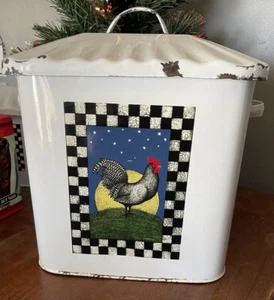 Vntg?Antq? LARGE Enameled Metal Bread Box. 2 Vent Holes In Lid. Used. Sturdy! - Picture 1 of 17