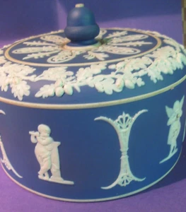 Antique Wedgwood Jasperware COBALT Blue Covered Cake Dessert Cheese  Dome ONLY - Picture 1 of 7