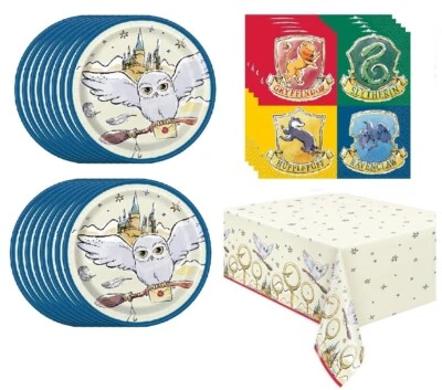 Conjunto de pacote de festa Harry Potter inclui pratos de sobremesa, guardanapos, capa de mesa - Imagem 1 de 4