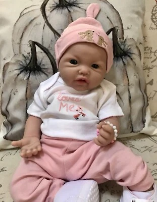 "Muñeca bebé niña renacida de silicona de cuerpo completo de 18"" 6 libras blanda suave realista" Foto 1 de 4