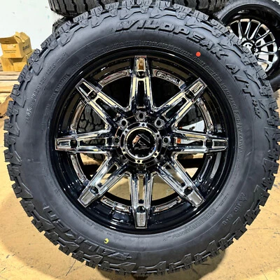 20x10 Fuel Brawl Chrome Wheels 33" Falken AT Tires 8x6.5 Dodge Ram 2500 3500 - Image 1 of 4