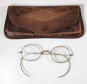 Antique A.L. Wertz & Son Opticians & Jewelers Wire-Rim Glasses Case Steampunk - Picture 1 of 11