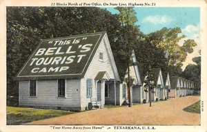 This Is Bell's Tourist Camp & Modern Cottages Texarkana, AR De colección Tarjeta Postal de 1920 - Imagen 1 de 2