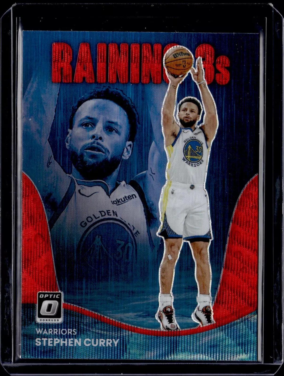 Stephen Curry 2022-23 Donruss Optic #1 Raining 3s Red Wave Golden State Warriors