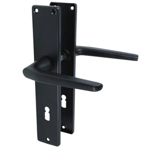 Empujador de puerta negro juego de placa larga BB PZ WC herraje de puerta pomo de puerta de aluminio - Imagen 1 de 20