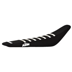 2019-2022 KTM SX-SXF 125 250 350 450 SEAT COVER ALL BLACK WHITE RIBS #173 LOGO - Picture 1 of 5
