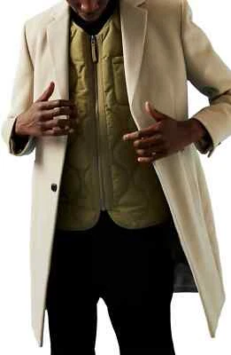 Abrigo Topman Justin de fieltro de ajuste clásico para hombre, talla X-pequeño - beige nuevo Foto 1 de 4