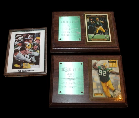 Lot of 3 Pieces Green Bay Packers Mmeorabilia Brett Favre Reggie White Cover