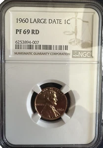 1960 1C Large Date PF-69 RD Lincoln Cent Top Pop - Picture 1 of 2