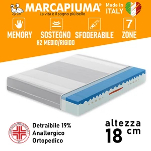 MATERASSO IN MEMORY SFODERABILE 18 cm PRINCE ANTIACARO ORTOPEDICO Marcapiuma