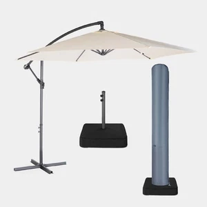 Ivory Cream 3m Cantilever Parasol, Base & Cover Set FREE DELIVERY - Photo 1/9