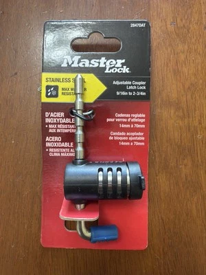 Master Lock Adjustable Coupler Latch Lock, Stainless Steel #2847DAT - Image 1 of 3