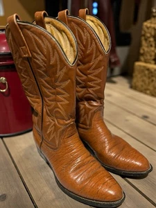 Vintage Mason Western Cowboystiefel braun Leder runde Spitze Made in USA Größe 9,5 - Bild 1 von 13