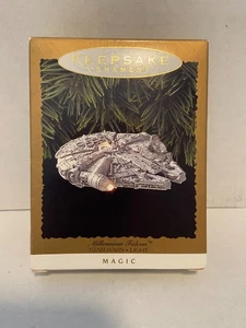 Star Wars Millennium Falcon 1996 Hallmark Keepsake Magic Light Ornament w/ Box - Foto 1 di 4