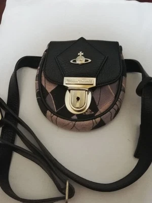 Vivienne Westwood Diamond Pattern Leather Canvas Body Bag with Key Italy #EK ZEA - Image 1 of 4