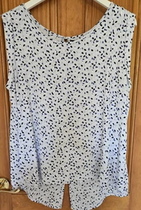 Gap Light Blue Scoop Neck Sleeveless Split Hem Top Blouse Womens XL - Picture 1 of 8