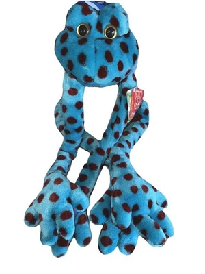 Fiesta Piggyback Pal Long Blue Spots Frog Plush Stuffed Animal VTG 90’s W/Tags - Image 1 of 4