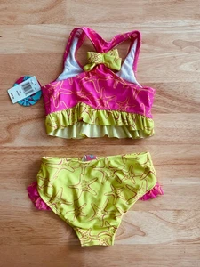 2 Teiler Beach Native Bikini Schwimmen Badeanzug Mädchen hellrosa Schleife Rüschen 4 - Bild 1 von 8