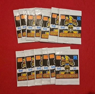 McDonalds Mighty Morphin Power Rangers Power Coin Pack 1994 lote de 13 sin abrir Foto 1 de 4
