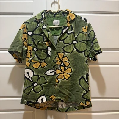 BDG Shirt Mens Small Green Floral Aloha Camp Collar Short Sleeve Button Up - Image 1 of 4