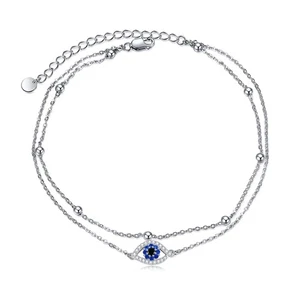 Tobilleras de plata esterlina 925 cadena de doble capa regalos de cumpleaños mujer... - Imagen 1 de 5