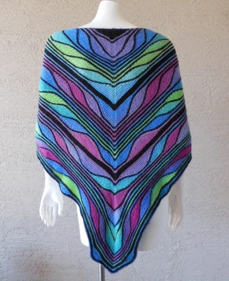 Mantón tejido a mano alas mariposa abrigo talla XS/S/M púrpura azul boho artístico hada Foto 1 de 4