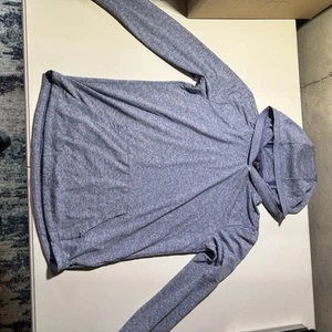 Athleta Girl Uptempo Hooded Top size- XL/14 Blue Space Dye Long Sleeve Pockets - Picture 1 of 8