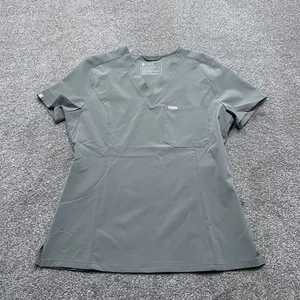 Figs Scrub Top Damen klein grau technische Kollektion medizinische Uniform Tasche - Bild 1 von 9