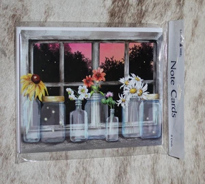 LEANIN TREE "Jar Flowers in the Window"~Pack of 8 Notecards #35764~Color Inside - Picture 1 of 2