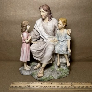 Veronese Design 2008 Jesus with Little Boy & Girl Catholic Statue HEAVY RARE - Bild 1 von 11