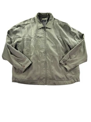 Chaqueta Tommy Bahama Talla Grande Cremallera Completa 100% Verde Seda Informal Cuello Foto 1 de 4
