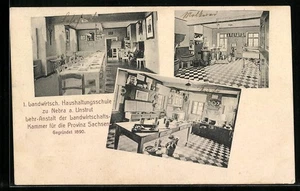 Nebra a. Unstrut, 1. Landwirtschaft. Haushaltungsschule, Ansichtskarte 1912 - Picture 1 of 2