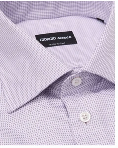 Giorgio Armani Cotton Basketweave Dress Shirt Mens 15.5 Purple French Cuff - Picture 1 of 13