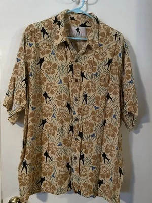 Reyn Spooner Elvis Presley XXL Hawaiian Shirt Blue Suede Shoes Themed w/pocket - Image 1 of 4